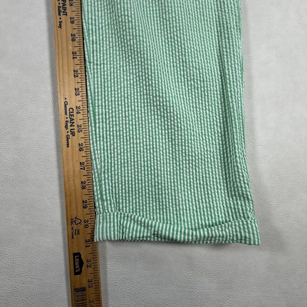 VTG Jos A Bank Mens Green White Seersucker Pleated Pants Striped Trousers 36x32